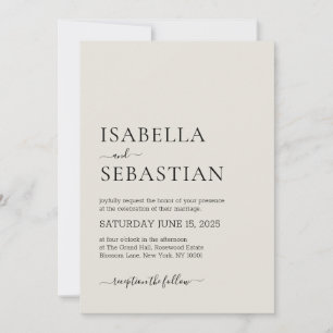 Invitation Mariage Simple Moderne Lin Toile