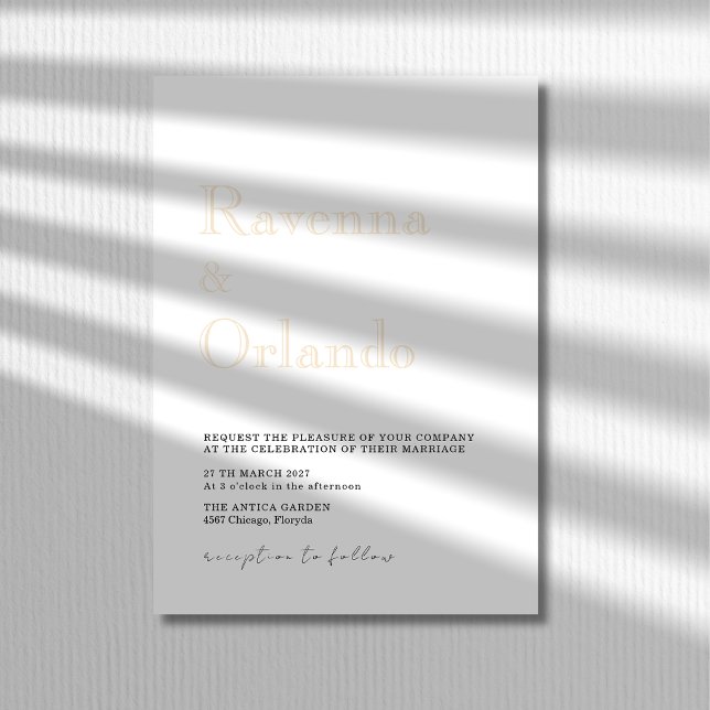 Invitation Mariage Simple Moderne Minimaliste Champagne (Créateur téléchargé)