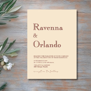 Invitation Mariage Simple Moderne Minimaliste Champagne