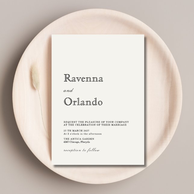 Invitation Mariage simple moderne minimaliste perle (Créateur téléchargé)
