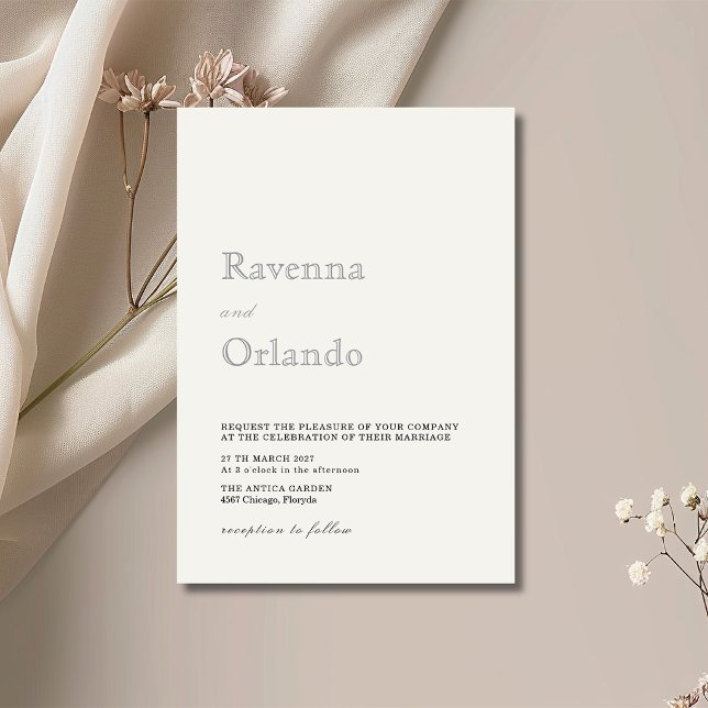 Invitation Mariage simple moderne minimaliste perle (Créateur téléchargé)