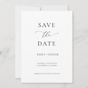 Invitation Mariage simple moderne noir & blanc Enregistrer la