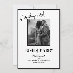 Invitation Mariage simple moderne noir et blanc