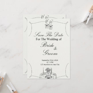 Invitation Mariage Simple Noir & Beige