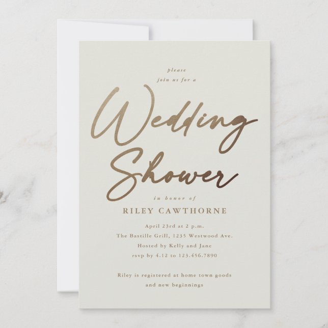 Invitation Mariage simple or script pour couples (Devant)