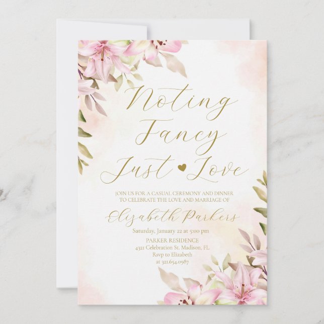 Invitation Mariage Simple Rose Lilia Juste Amour (Devant)