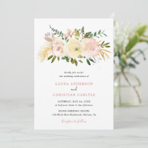 Invitation Mariage simple rose rose floral élégant