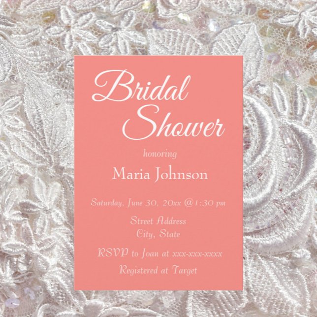 Invitation Mariage Simple Style Coral Shower (In Situ Wedding)