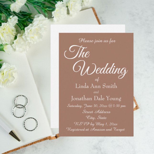 Invitation Mariage Simple Style Monochrome Mocha (In Situ Wedding)