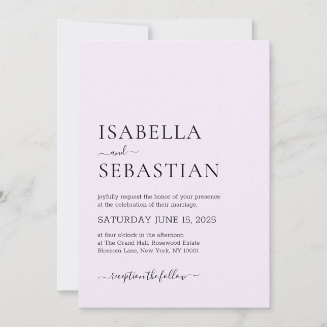 Invitation Mariage Simple Thistle Moderne (Devant)