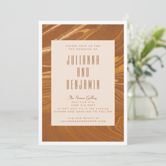 Invitation Mariage Simple Ton Terre Brun Rouille Moderne (Debout devant)