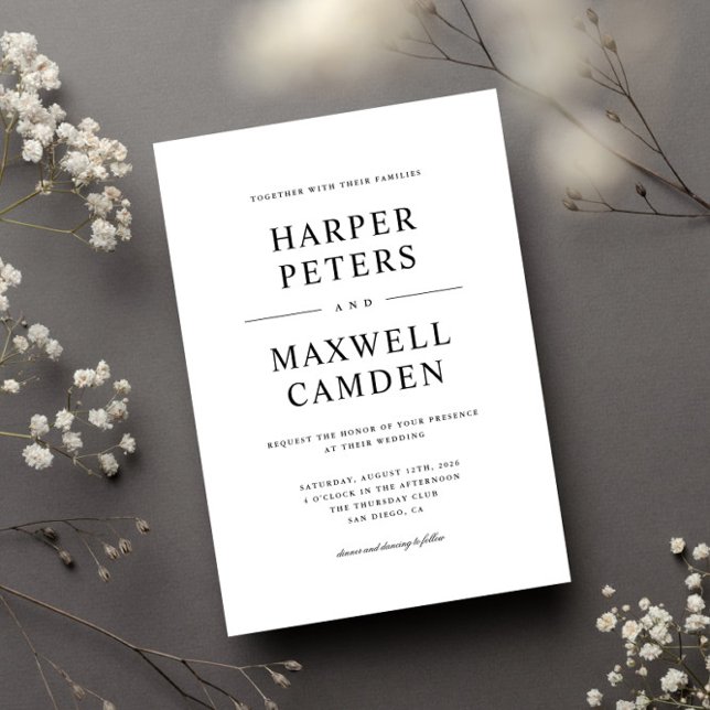 Invitation Mariage Simple Typographie Noir et Blanc (Créateur téléchargé)