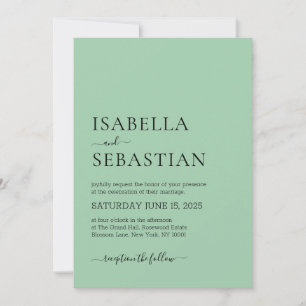 Invitation Mariage Simple Vert Mer Foncé