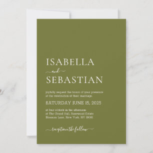 Invitation Mariage Simple Vert Olive