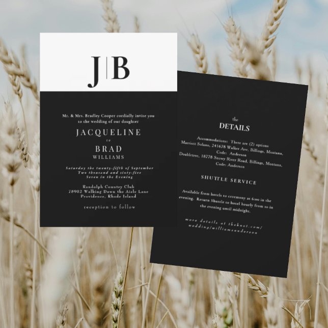 Invitation Mariage Simplicité Noir & Blanc  (Créateur téléchargé)