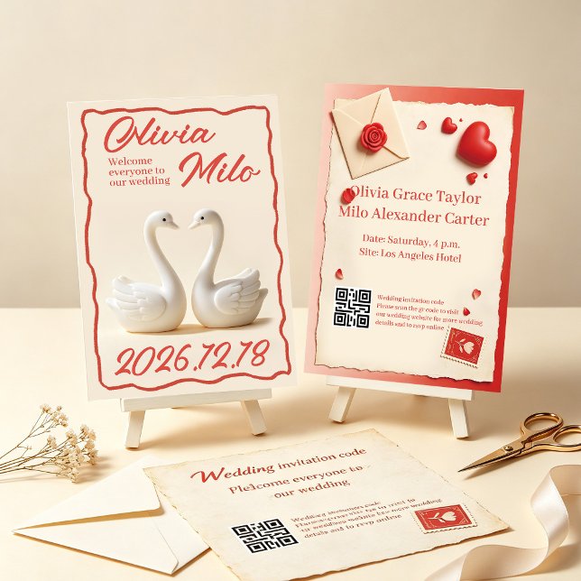 Invitation Mariage simplicité rouge (Créateur téléchargé)