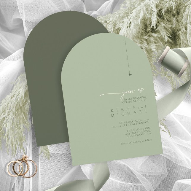 Invitation Mariage Simply Chic Arche en Sauge/Mousse ID1046 (Créateur téléchargé)