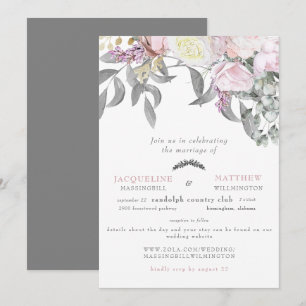 Invitation Mariage Site Web Rose Rose Moderne & Eucalyptus Gr