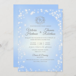 Invitation Mariage Sky Blue Sparkle