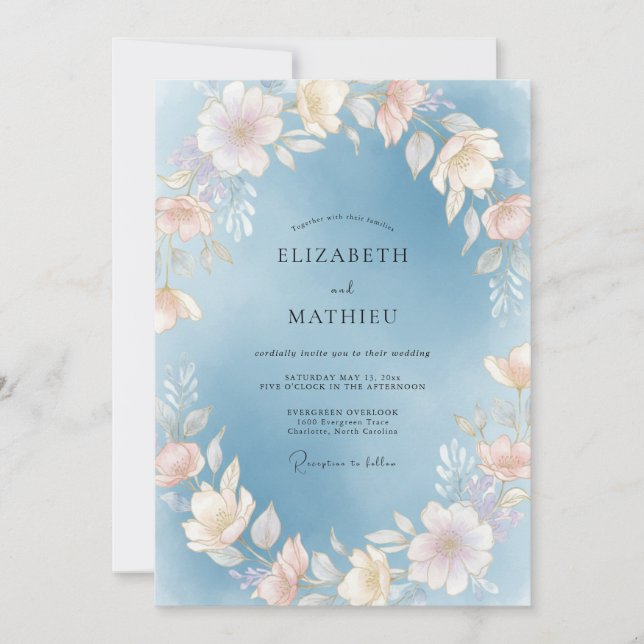 Invitation Mariage Sky Champagne Bloom (Devant)