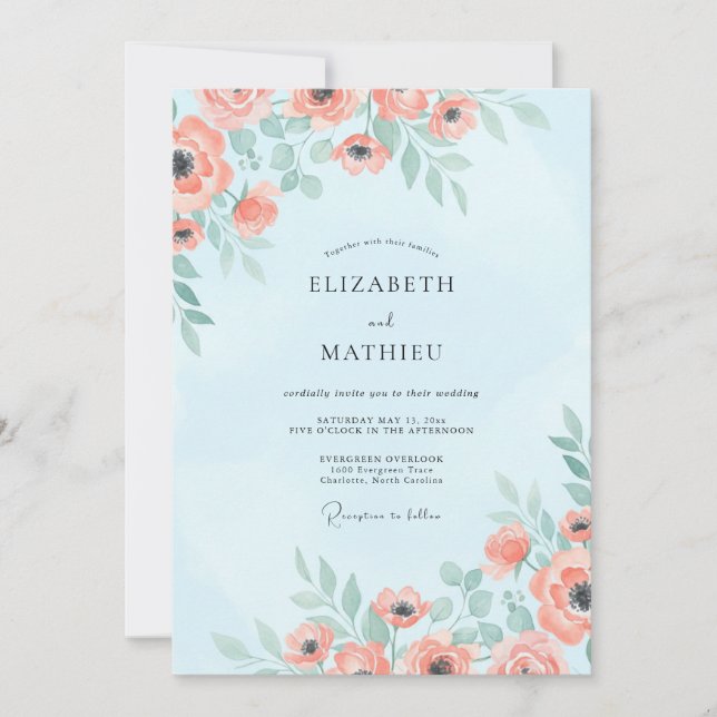 Invitation Mariage Sky Coral Poppy (Devant)