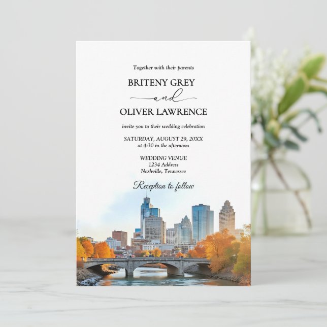 Invitation Mariage Skyline Nashville Tennessee (Debout devant)