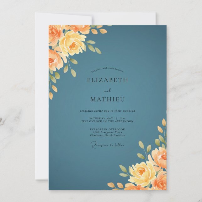 Invitation Mariage Slate Amber Bloom (Devant)