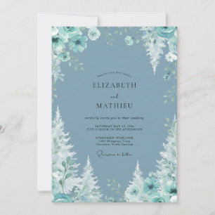 Invitation Mariage Slate Aqua Pivoine