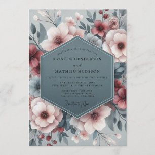 Invitation Mariage Slate Blush Pastoral Bloom