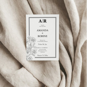 Invitation Mariage sobre minimaliste Fleur élégant