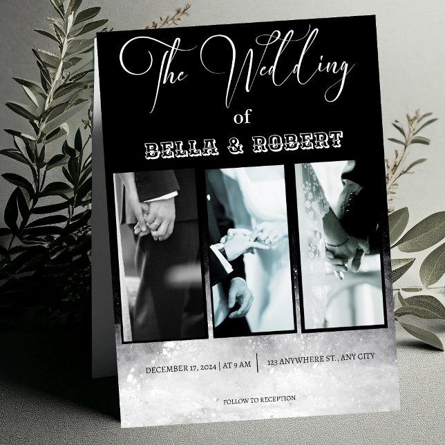 Invitation Mariage Sofisticé blanc & noir élégant Invitat (Créateur téléchargé)