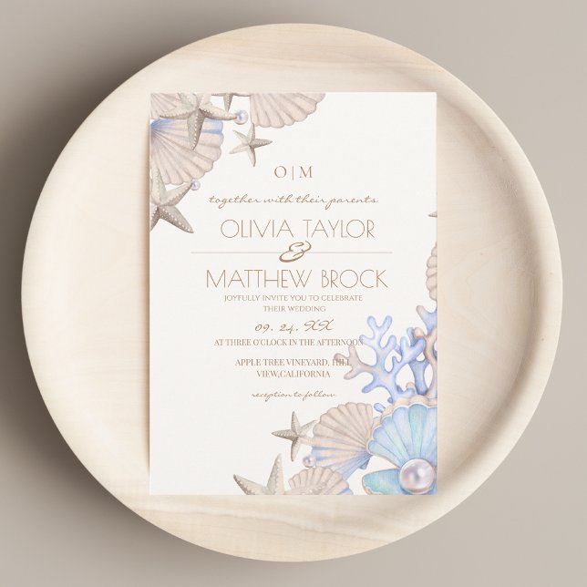Invitation Mariage Soft Elegant Ocean Beach (Créateur téléchargé)