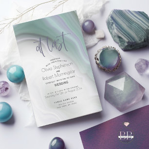 Invitation MARIAGE Soft Misty Jade et Violet Marble Invit