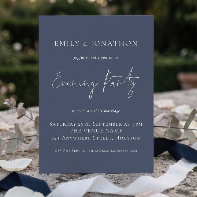 Invitation Mariage Soirée Dusty Navy Bleu (Créateur téléchargé)