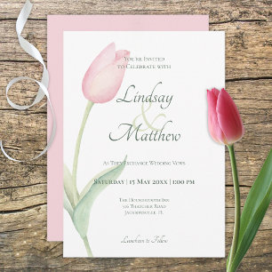 Invitation Mariage solo Tulip rose