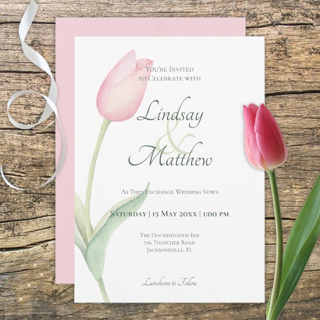 Invitation Mariage solo Tulip rose (Créateur téléchargé)