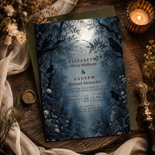 Invitation Mariage sombre en forêt de conte de fées (Créateur téléchargé)