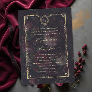 Invitation Mariage sombre victorien doré à l'ancienne