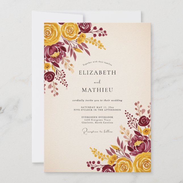 Invitation Mariage somptueux d'automne en Bourgogne (Devant)