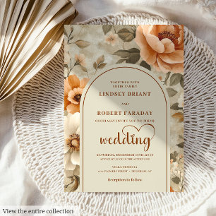 Invitation Mariage Sophistiqué Boho Terre Cuite Ivoire Sage 