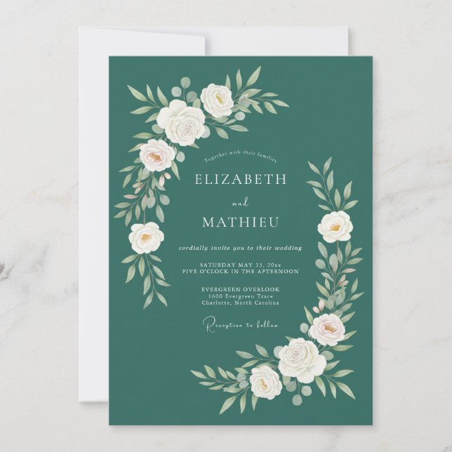Invitation Mariage sophistiqué de forêt vert émeraude (Devant)