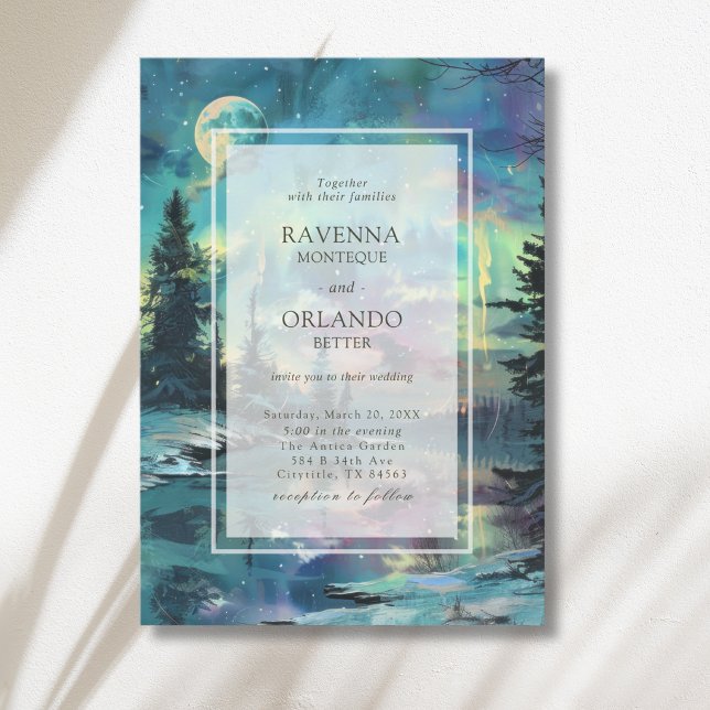 Invitation Mariage sous la forêt de lac au clair de lune avec (Créateur téléchargé)
