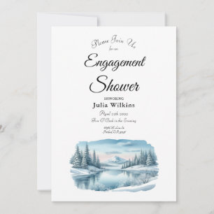 Invitation Mariage sous la neige à un lac d'hiver dans la mon