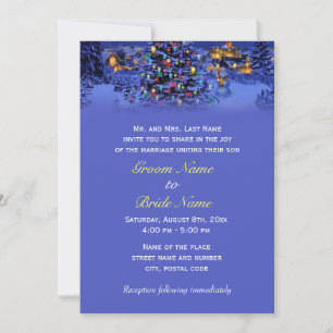 Invitation Mariage sous la neige avec un sapin de Noël vintag