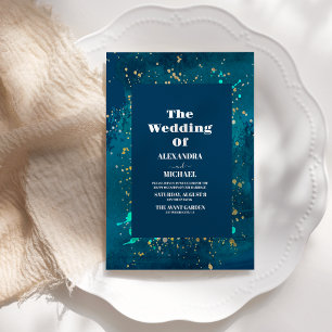 Invitation Mariage sous la pleine lune céleste galaxie étoilé