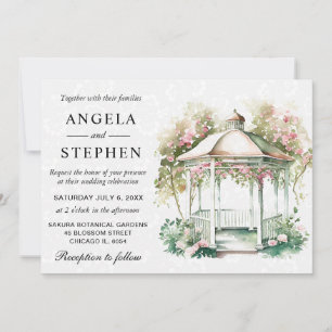 Invitation Mariage sous la tonnelle de jardin au printemps, a
