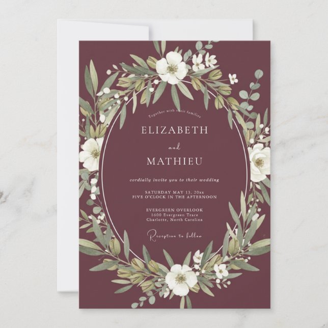 Invitation Mariage sous l'arche botanique de Bourgogne (Devant)