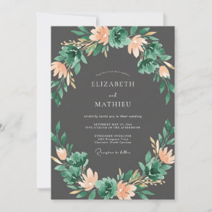 Invitation Mariage sous l'Arche Botanique Émeraude Pêche