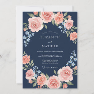 Invitation Mariage sous l'arche de fleurs de pêcher de la Mar
