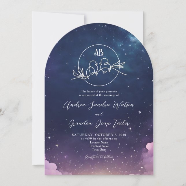 Invitation Mariage sous l'Arche de la Nuit Étoilée (Devant)
